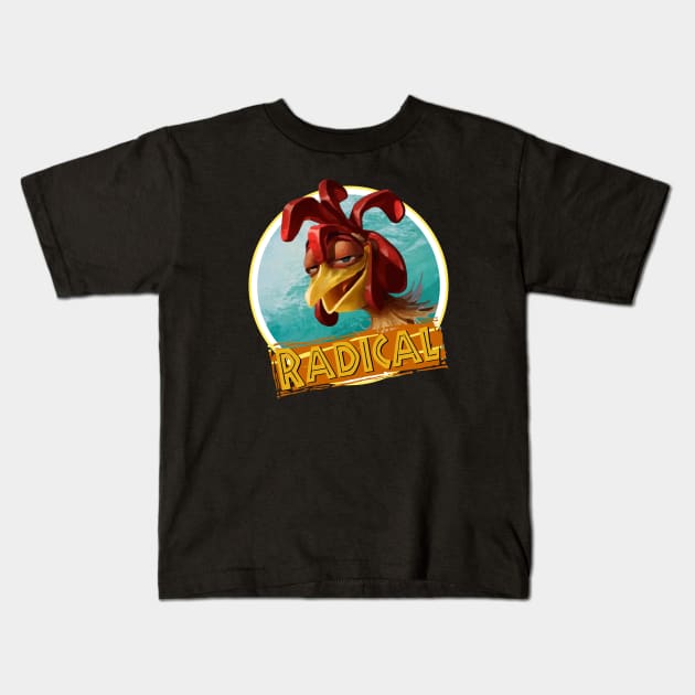 Surfing Chicken Joe - Radical quote Kids T-Shirt by vlada123